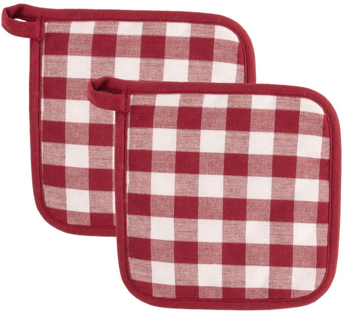 Tiseco Gingham Pannenlap - 2 Stuks - 20 x 20cm - Rood