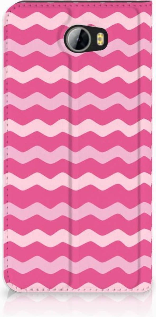 Huawei Y5 2 | Y6 Compact Hoesje met Magneet Waves Pink