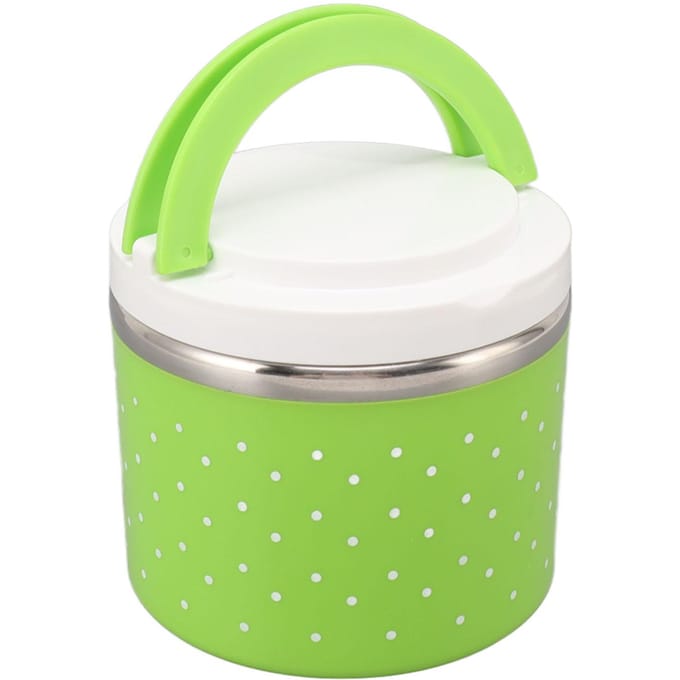 Boîte à déjeuner ronde isolée étanche portable grand récipient thermique pour aliments pour l'école le bureau L(for 6.5-9kg) vert
