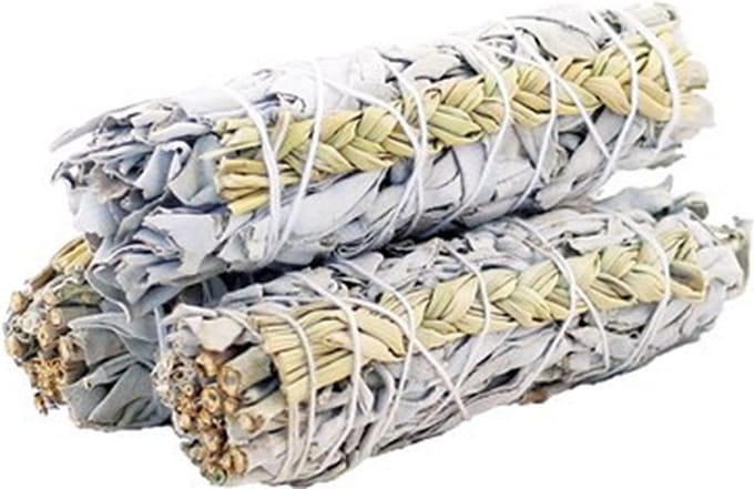 Smudgestick - witte salie - zoet gras - smudge stick - white sage - sweetgrass - 3 stuks - 10cm