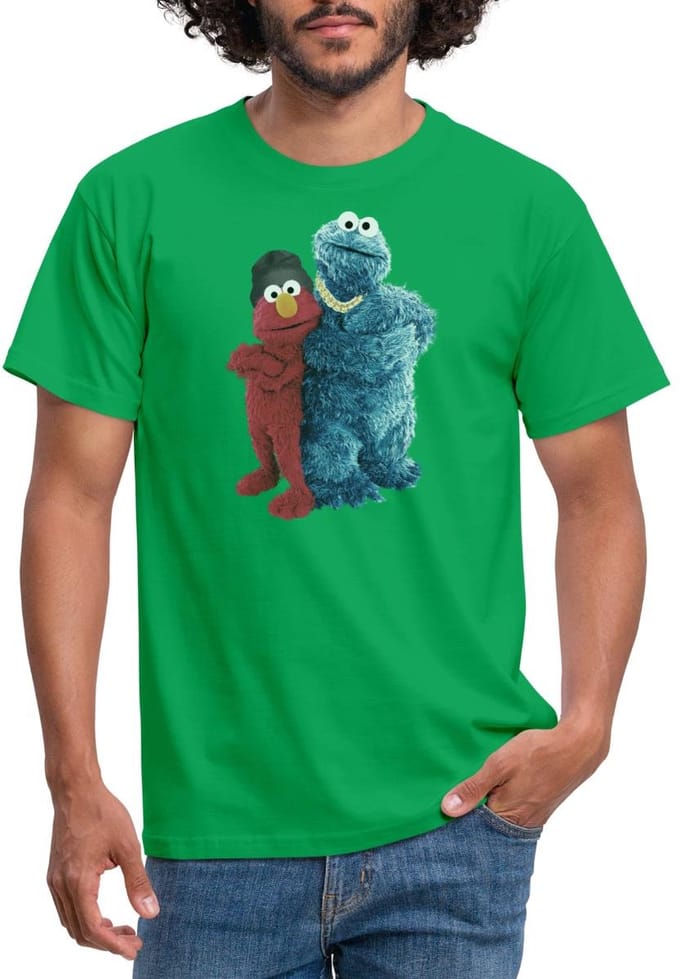 Sesamstraat Gangster Elmo Koekiemonster T-Shirt Heren