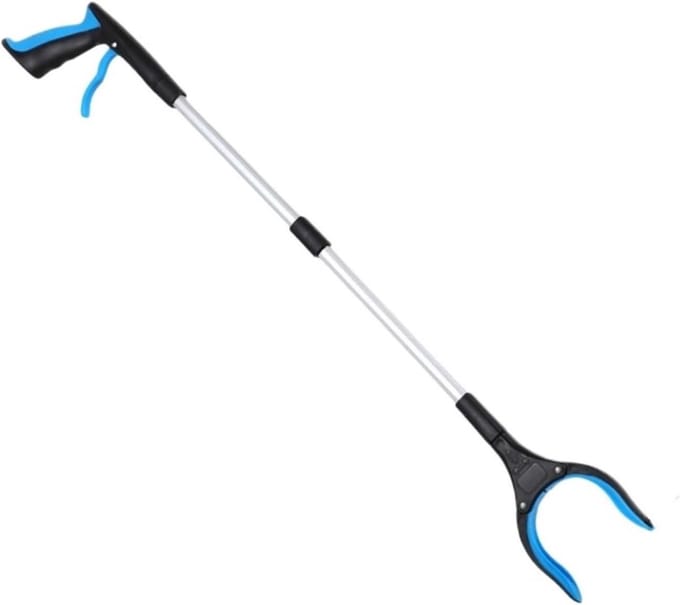 Cat Scraper Grabber Stick, Gripper Reacher Tool Long Foldable Pick Up Stick(Blue)
