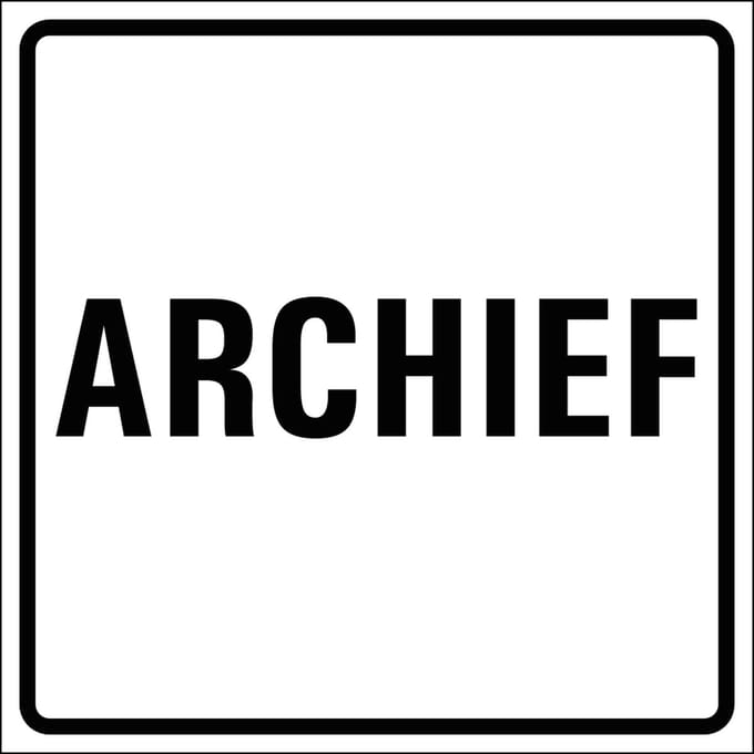 Archief sticker, wit zwart 100 x 100 mm