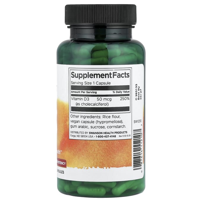 Vitamine D3, 2.000 IE, 250 capsules