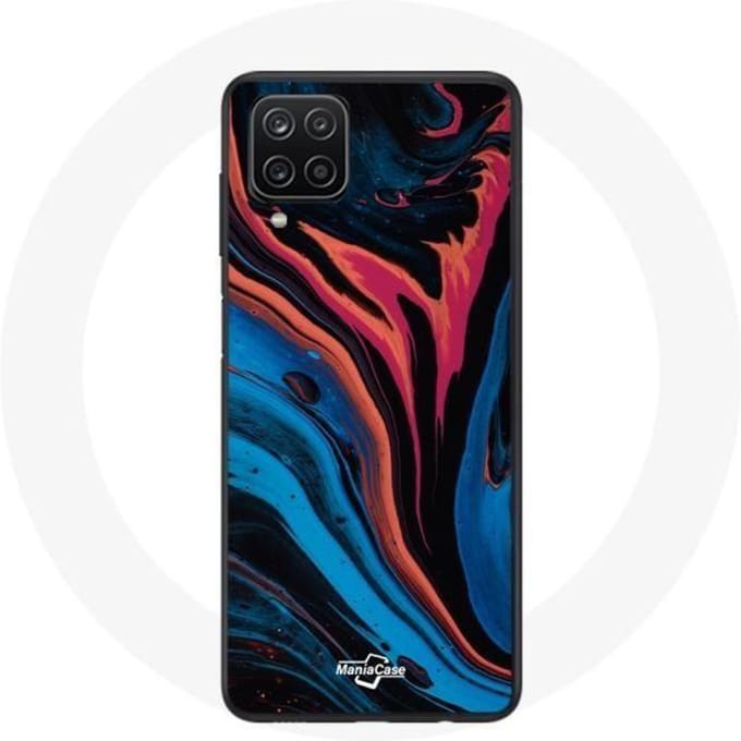 Samsung Galaxy A12 hoesje blauw zwart rood abstracte textuur achtergrond