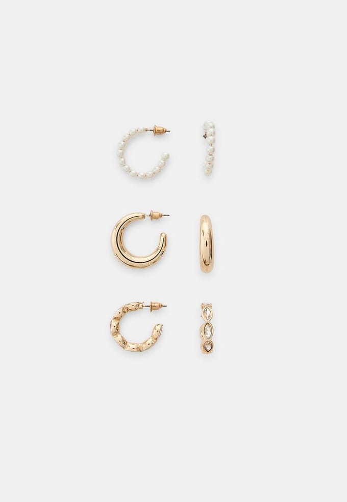 Stradivarius Set van 3 paar oorringen  Goud OS