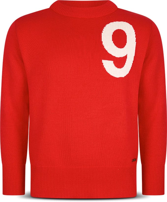 FC Kluif 'Spits' knitted trui - Maat M / Medium - Rood - Heren lifestyle sweater - Nummer 9 trui