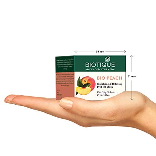 Biotique Bio Perzik Peel Off Masker Voor Vette Acne Huid – Zuiverend & Verfijnend – 50ml Dierproefvrij blue