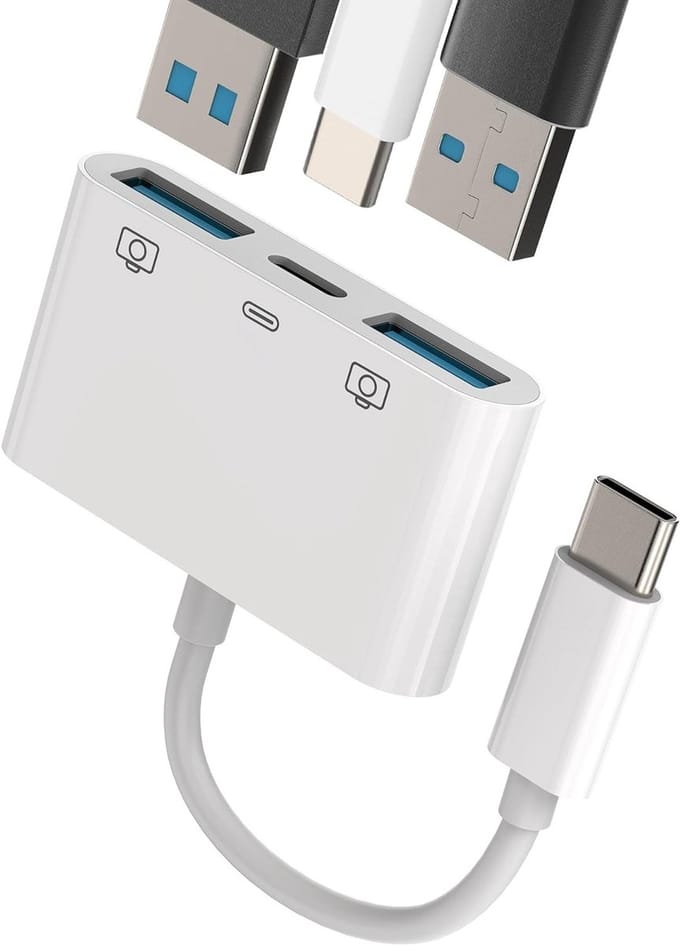3-in-1 USB-C naar USB 3.0 Adapter voor iPhone 15 Pro Max, iPad Air en MacBook - Geschikt voor Thunderbolt, OTG en Muisaansluiting