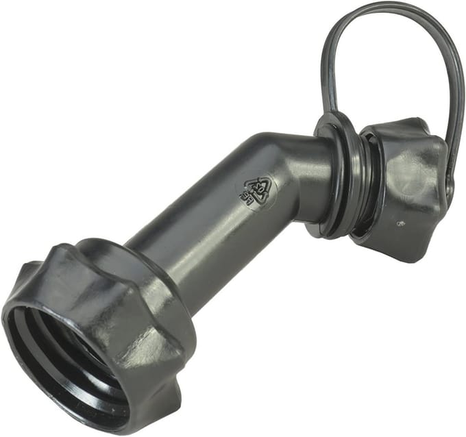 Stijve uitloop met sluiting voor jerrycans - 130 mm