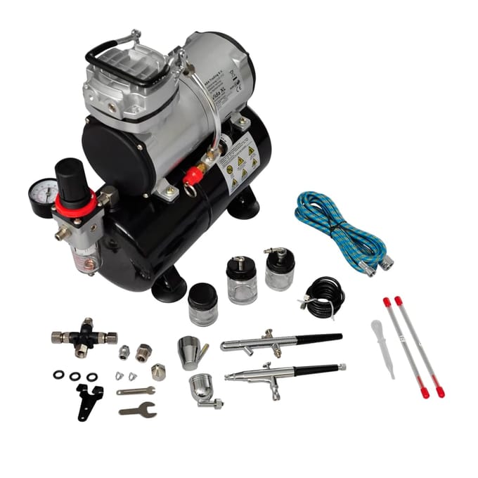 vidaXL Airbrush Compressorset met 2 pistolen