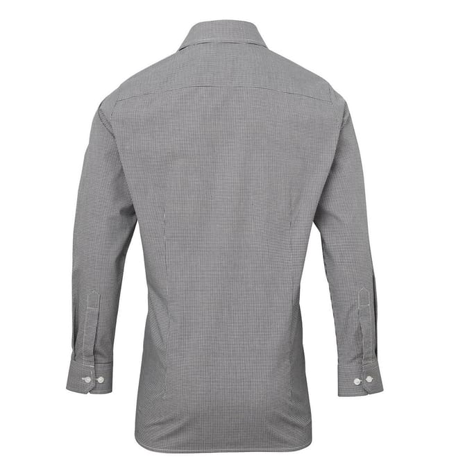 Premier Heren Gingham overhemd met lange mouwen (Zwart/Wit)