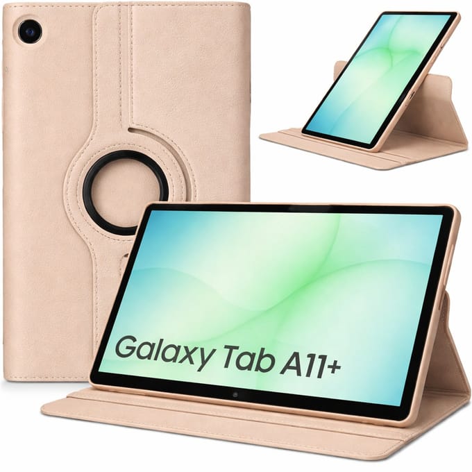 Arara Hoes Geschikt voor Samsung Galaxy Tab A11 Plus - 360° draaibaar - tablethoes - Goud