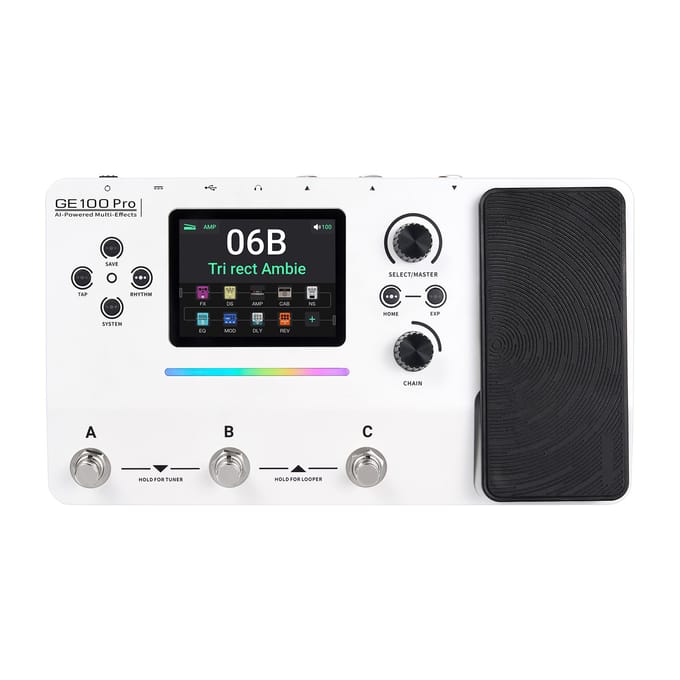 Gitaarpedaal Multi-effecten Processor 3,5 Inch Kleurenscherm RGB Verlichting AI Adviseur 150 Voorkeuzes Looper Drumcomputer BT black