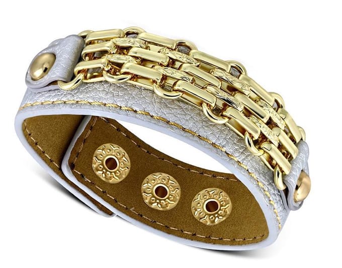 Montebello Armband Delphine Grey - PU Leer - Messing - 20mm - 18-22cm