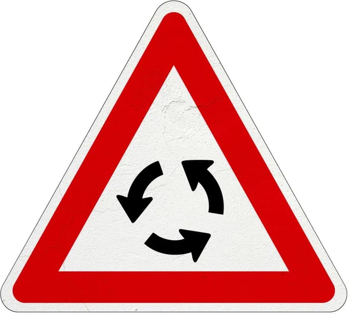 Pas op rotonde bord - J9 | Sign Again materiaal | 40 cm