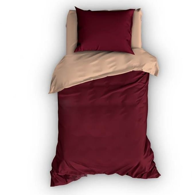 Satin d'Or Reverso Dekbedovertrek - Eenpersoons - 140x200/220 cm - Bruin/Camel