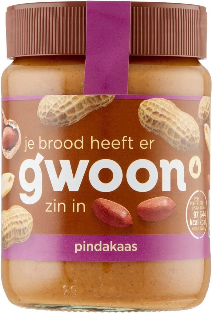 G'woon Pindakaas naturel 12 potten x 350 gram