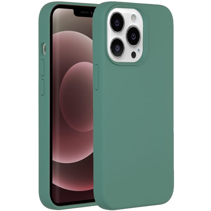 Accezz Hoesje - Geschikt voor Apple iPhone 13 Pro Max - Liquid Silicone Backcover - Donkergroen