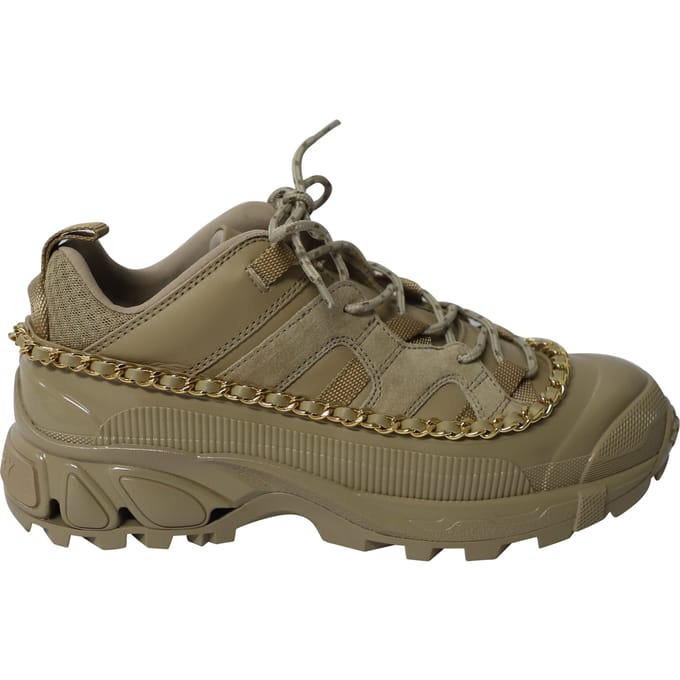 Burberry Gouden Ketting Arthur Sneakers in Khaki Leer
