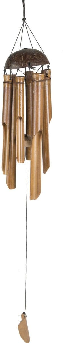 Mega Collections Windgong - rattan - 12 x 34 cm - tuin/balkon - oosterse sfeer