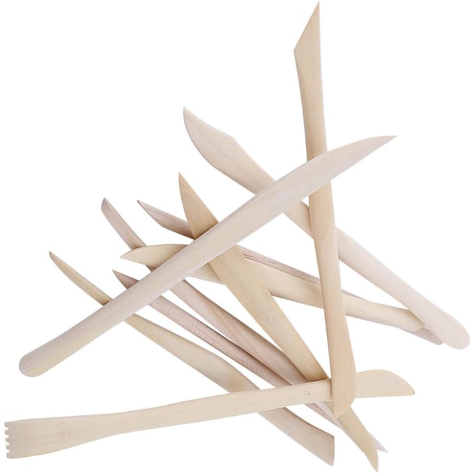 10 pcs DIY Wood Wooden Clay Modeling Tools Set Polymer Clay Sculpting Tools white