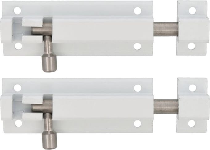 AMIG schuifslot - 4x - aluminium - 6 cm - wit - deur - schutting - raam