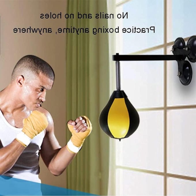 Boksbal - Training bal - Professionele reflex training - Stabiele zuignap montage - 3000 Gram - Geel en zwart