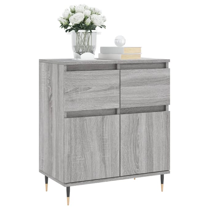 vidaXL - Dressoir - 60x35x70 - cm - bewerkt - hout - grijs - sonoma - eikenkleurig