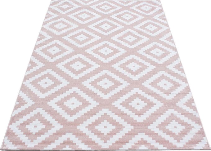 Modern laagpolig vloerkleed Plus - roze 8005 - 80x300 cm