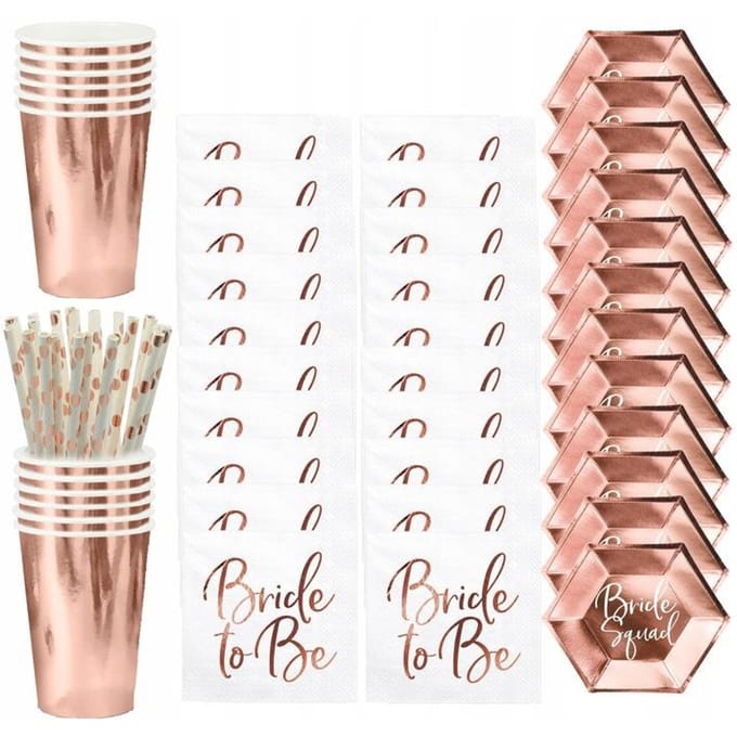 PARTYDECO - 6 Bride Squad roségouden bordjes 23 cm