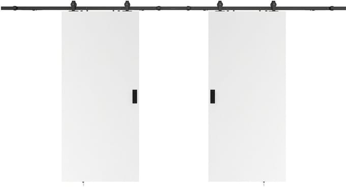 Vente-unique Dubbele schuifdeur met ophangsysteem - Mdf + wit pvc - 2 x H205 x B63 cm - VARIN II