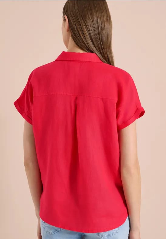 Blouse met hangende schouder in linnen