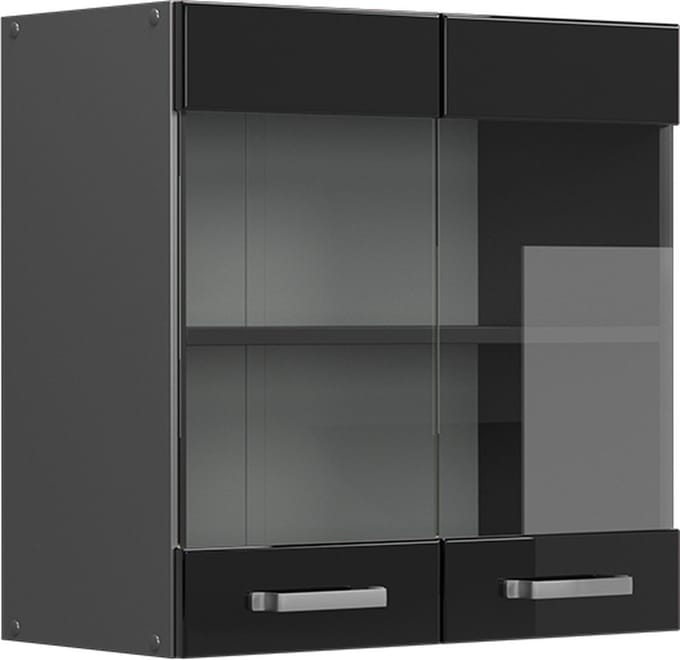 Vicco R-Line Glazen keukenkast – 60 cm Zwart hoogglans