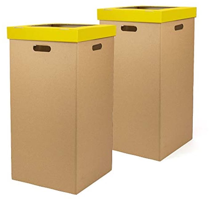 Gele Kartonnen Tray met Deksel - Set van 2, Grote Afmetingen 34,3 x 34,3 x 68 cm
