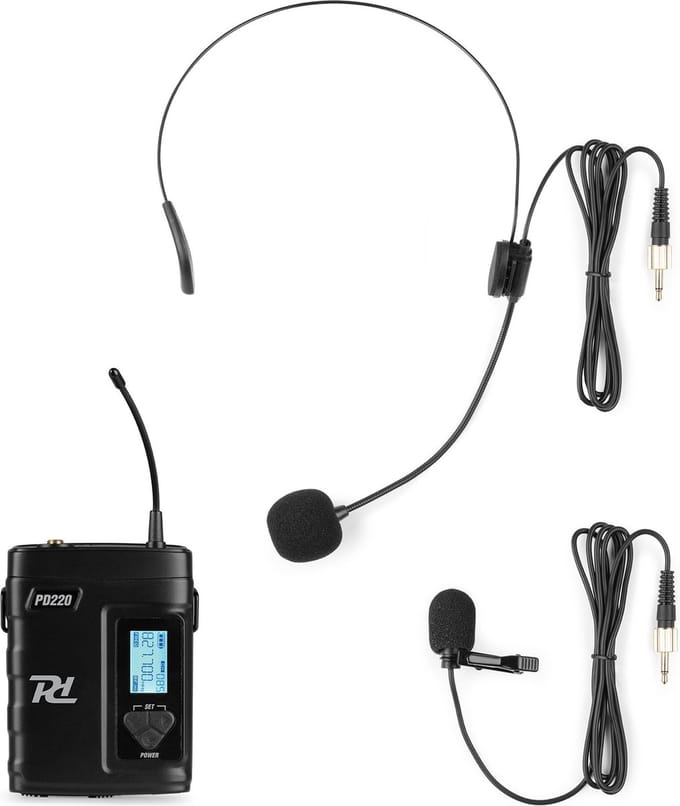 Power Dynamics PD220BP UHF draadloze bodypack zender met 2 microfoons - 160 kanalen