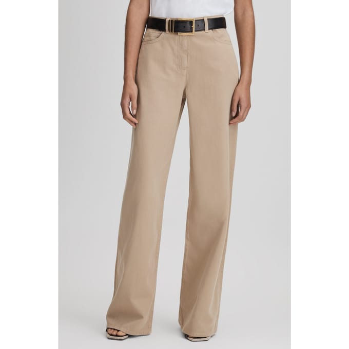 Reiss Cotton Denim Wide Leg Trouser Light Camel Taglia: 6 | Pantaloni da completo Outlet | Donna | Blu