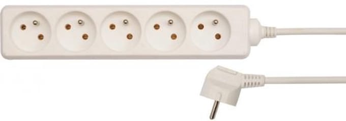 Vorel Serie - Witte Verlengsnoer - 5 Stopcontacten - 5m - Geaard