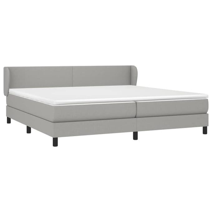 vidaXL - Boxspring - met - matras - stof - lichtgrijs - 200x200 - cm