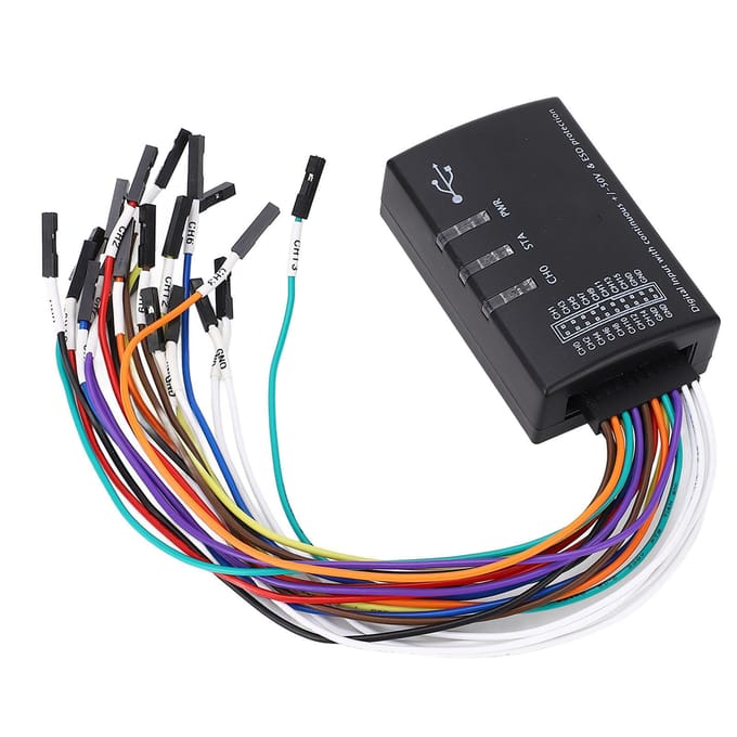 Logische Analysator 16 Kanaals 100M Samplefrequentie Compacte USB Logische Analysator voor Windows black