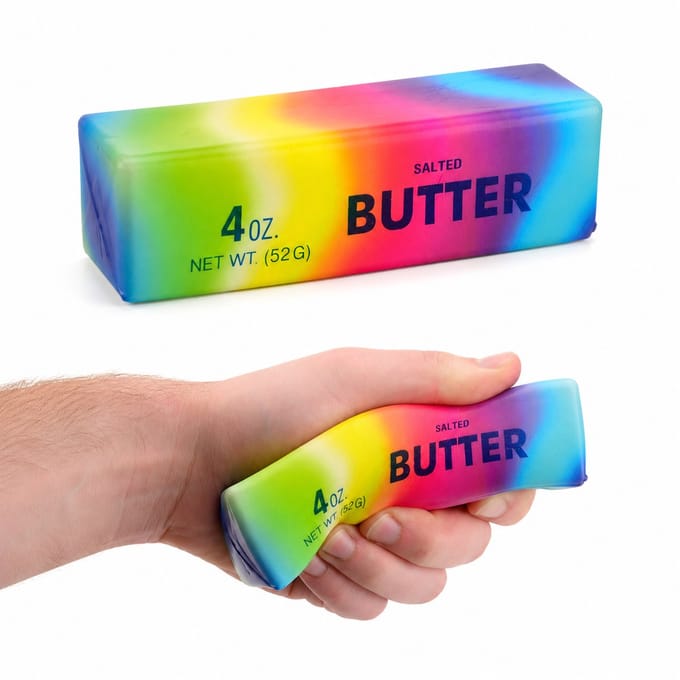 Rainbow Butter Squishy – Zachte Stressbal Fidget Toy – Schoencadeautje - Regenboog Boterblok – Slow Rising
