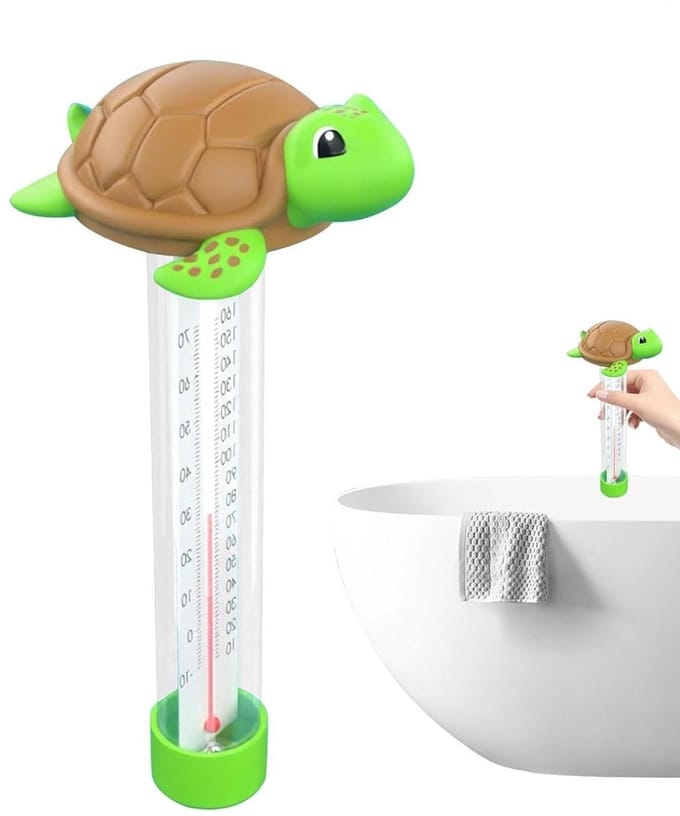 Waterthermometer Dier - Badtemperatuurmeter - Veilig Baden - Dubbele Schaal - 10 Centimeter - Zeeschildpad