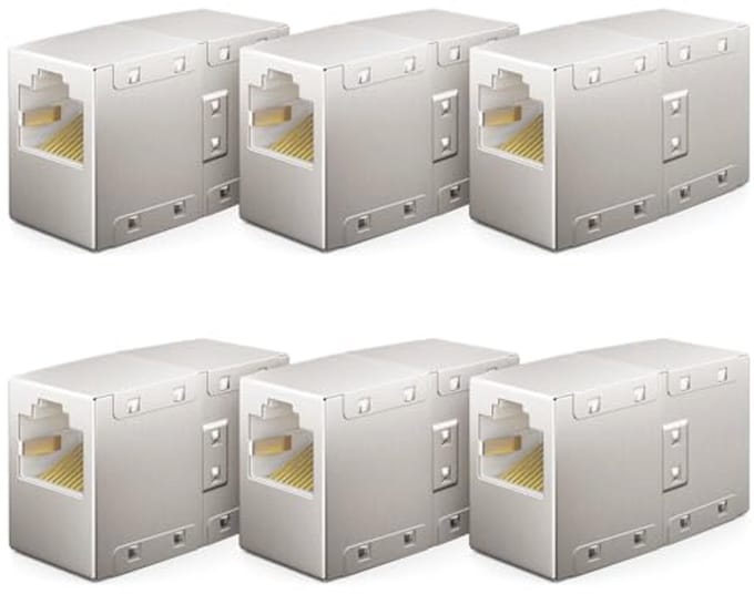 6 Stuks RJ45 Coupler voor Ethernet Netwerk - Gigabit LAN-Kabel Verlenging Adapter