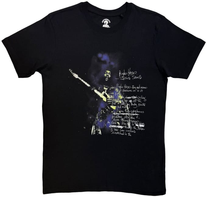 Jimi Hendrix - Purple Haze Lyrics Heren Tshirt - S - Zwart