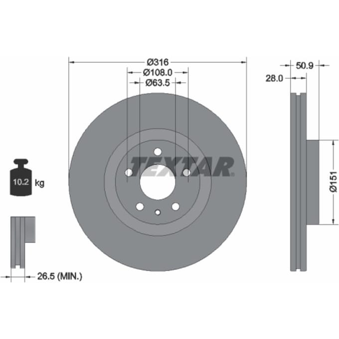 Remschijf TEXTAR 92309603