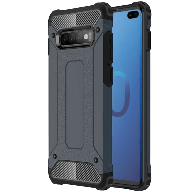 CaseBody Samsung Galaxy S10 Plus Shockproof Hoesje Steel Armor Blauw