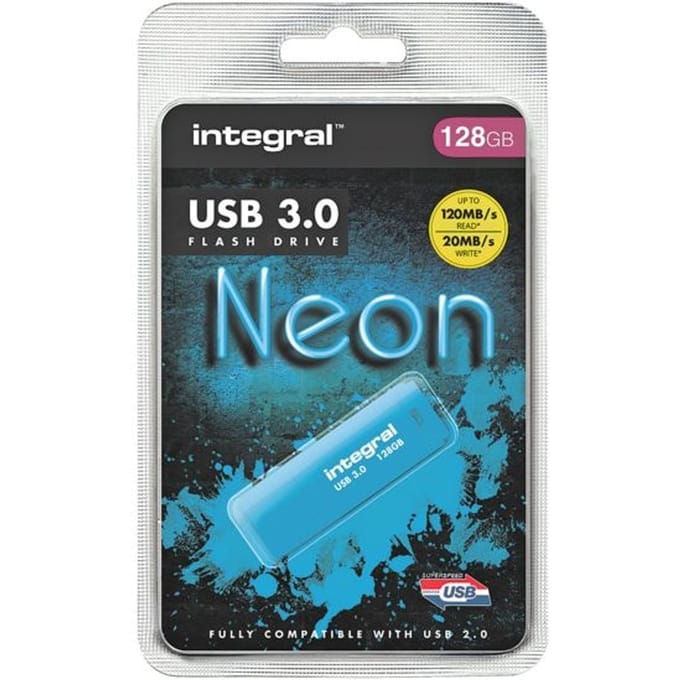 USB stick 3.0 Integral Neon USB-A 128GB blauw