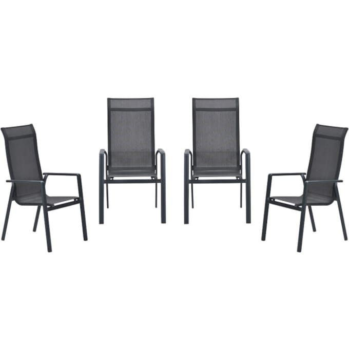 Garden Impressions Osaka stapelbare tuinstoelen set van 4 – carbon black / dark grey