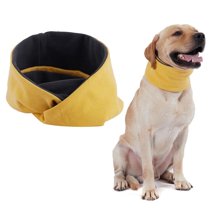 Hondensjaal Omkeerbare warme cirkellus sjaal Huisdier nekwarmer Gaiter voor de winter Small geel