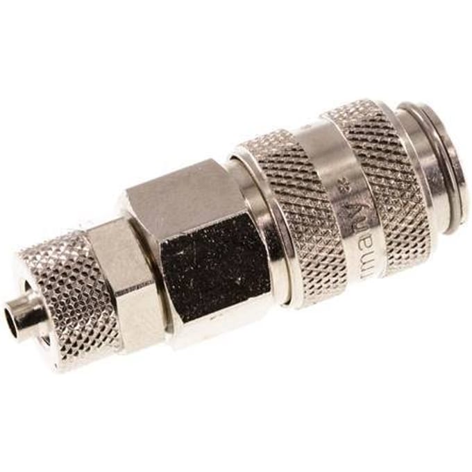 Vernikkeld Messing DN 5 Luchtkoppeling Snelkoppeling 4x6 mm Push-On Double Shut-Off - CLS5-N-BN-SV-4